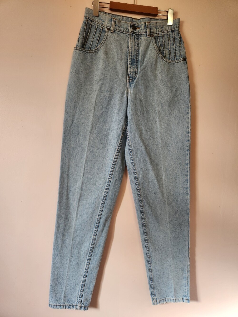 Vintage 80s Scratch Products Acid Wash High-Rise Pintuck Mom Jeans Size 28